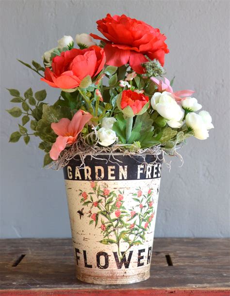 metal flowers for flower box|metal containers for flower arrangements.